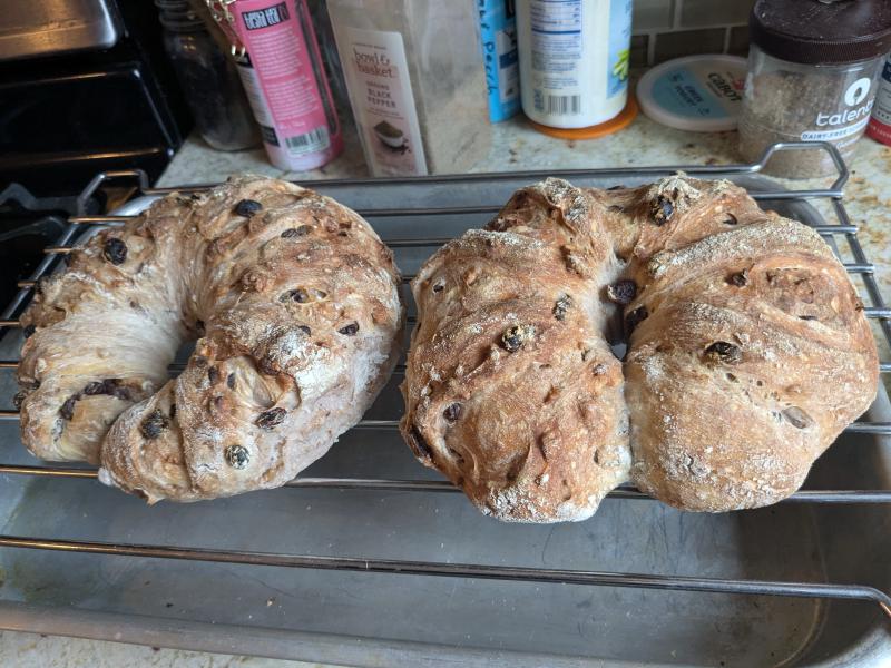 A loaf of Couronne bread, shaped like a crown.